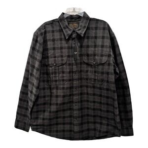 Filson Alaskan Guide Shirt L Heather Black Plaid Heavyweight Flannel NWT